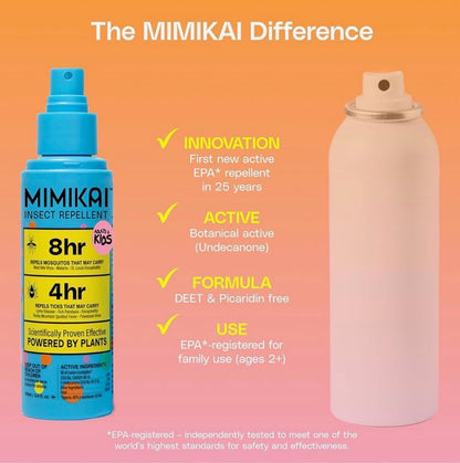 Mimikai Kids Mosquito and Tick Repellent Travel Pump Spray 3.4 fl oz